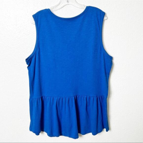 LANE BRYANT BLUE STAR SPANGLED WOMEN GRAPHIC TEE TANK TOP RUFFLE TUNIC 18/20 - Picture 4 of 5